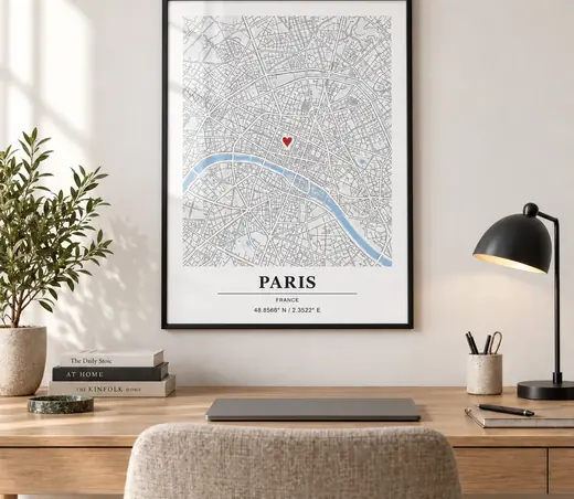 Kaartposter in een interieur — inspiratiebeeld