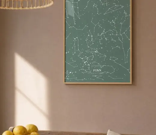 Sterrenposter in een interieur — inspiratiebeeld
